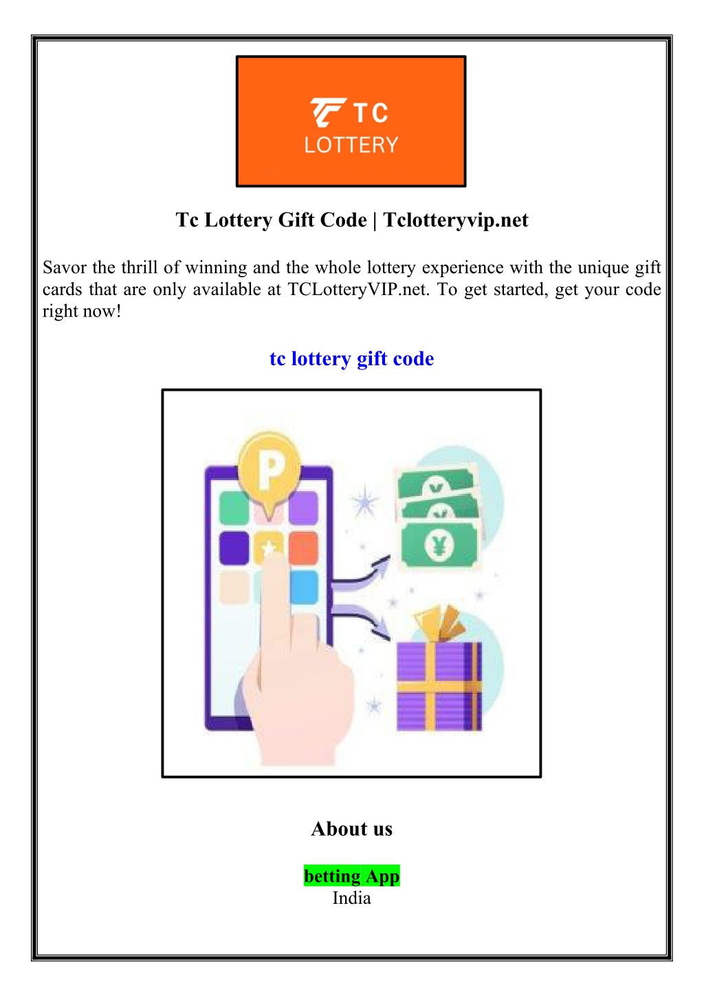 tc lottery gift code tclotteryvip net l.w