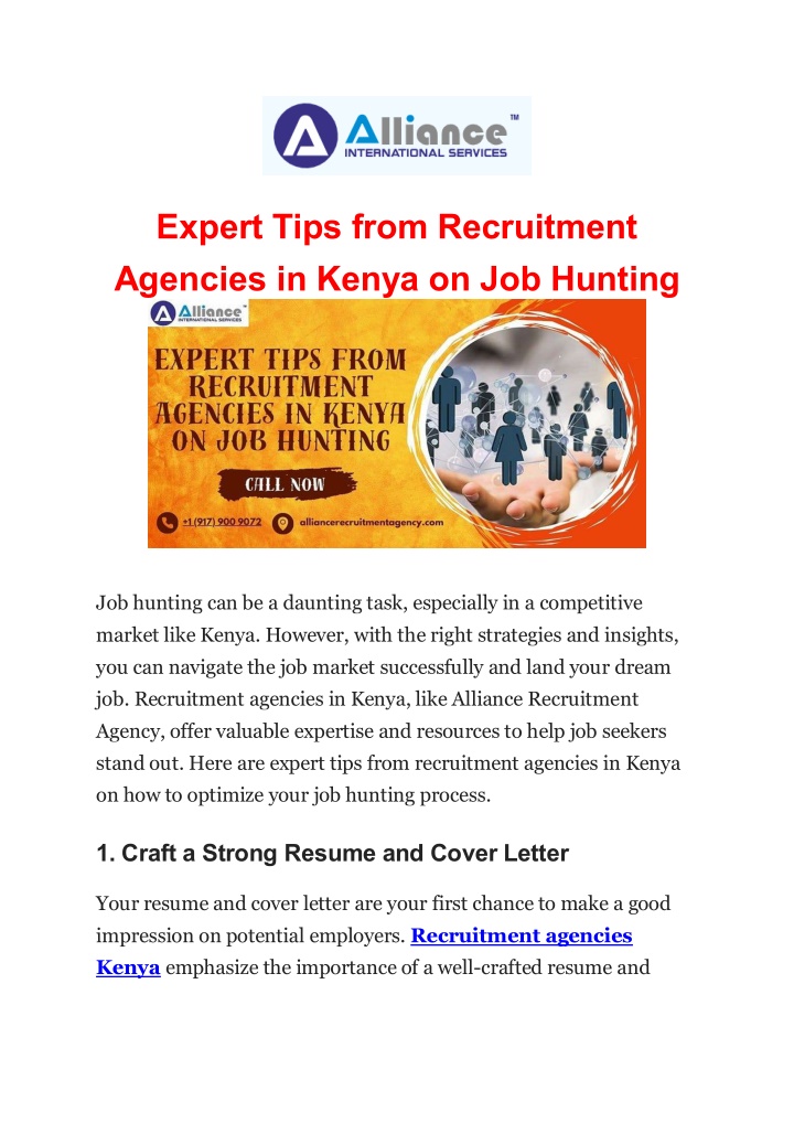 expert tips from recruitment agencies in kenya n.w