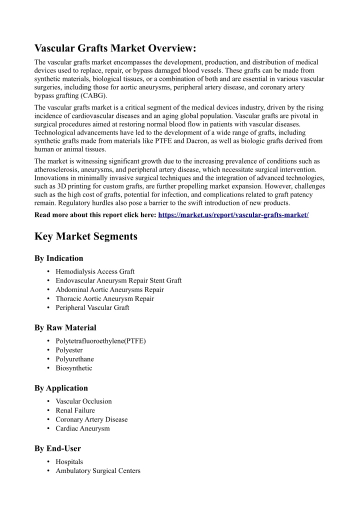 vascular grafts market overview n.w