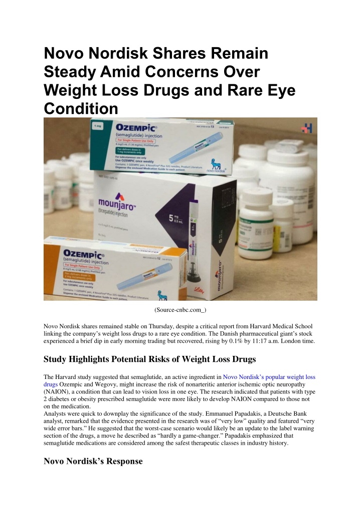 novo nordisk shares remain steady amid concerns n.w