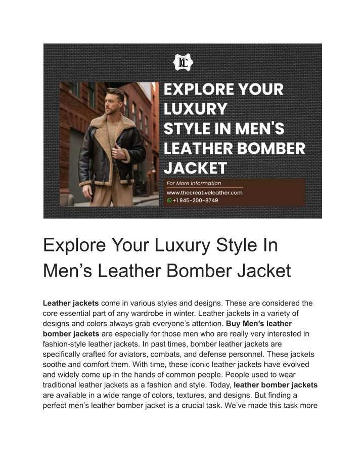 explore your luxury style in men s leather bomber n.w