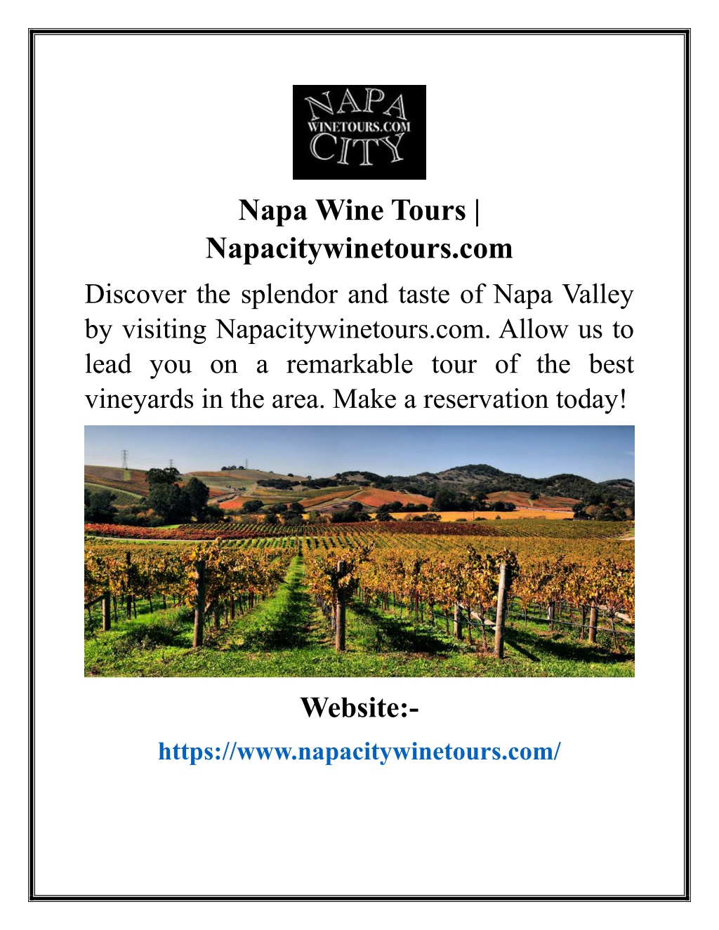 napa wine tours napacitywinetours com discover l.w