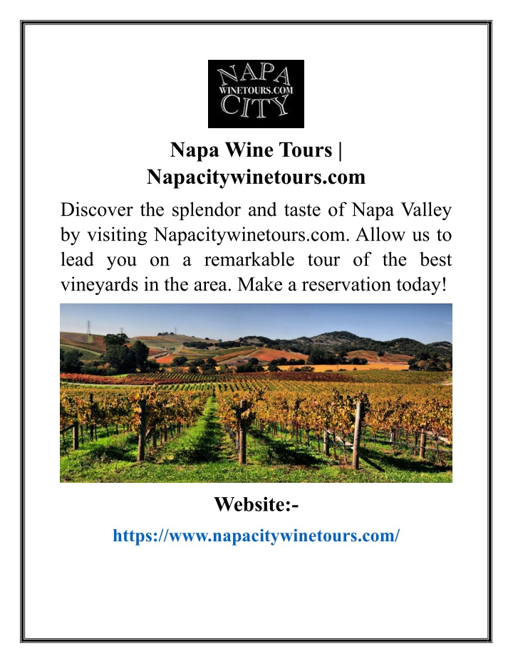 napa wine tours napacitywinetours com discover n.w