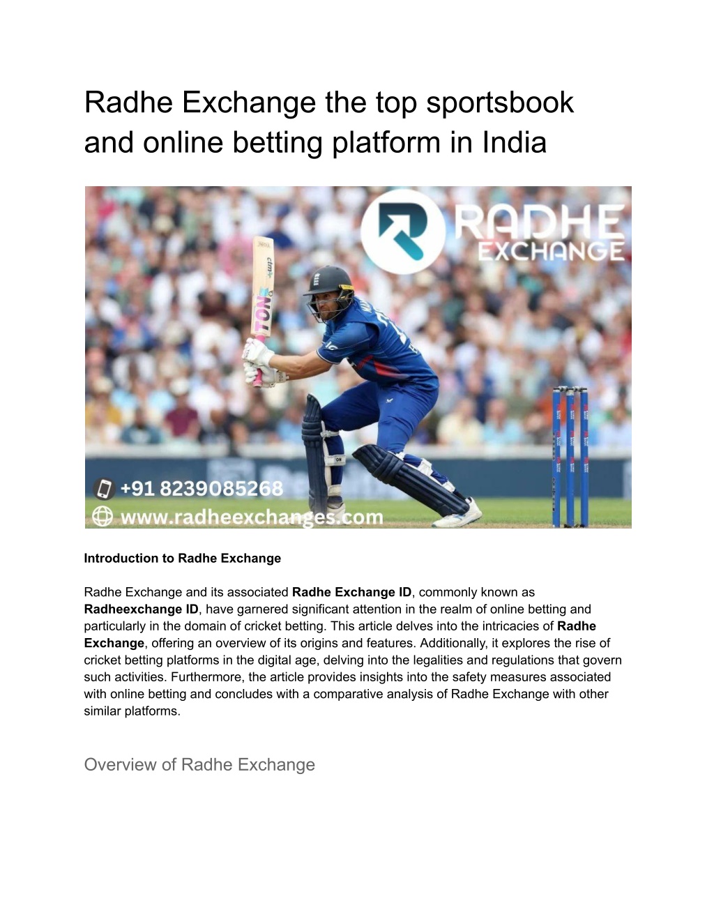 radhe exchange the top sportsbook and online l.w