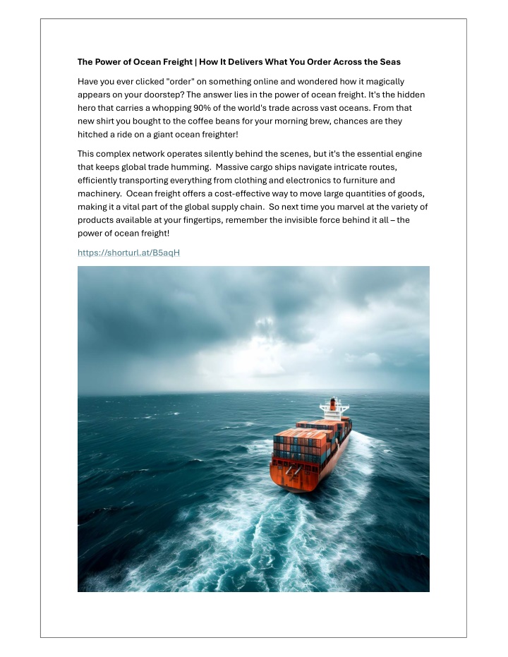 the power of ocean freight how it delivers what n.w