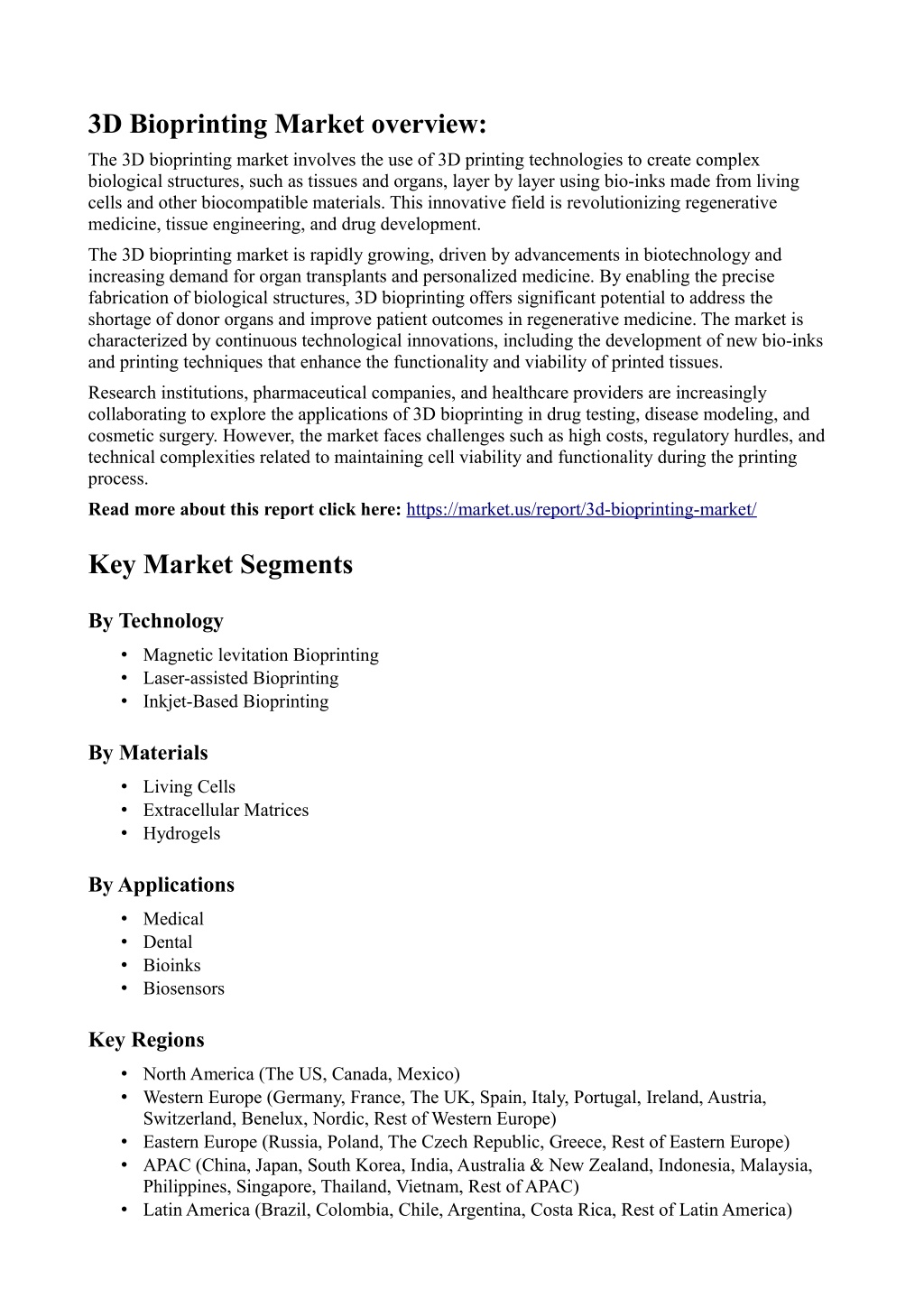 3d bioprinting market overview l.w