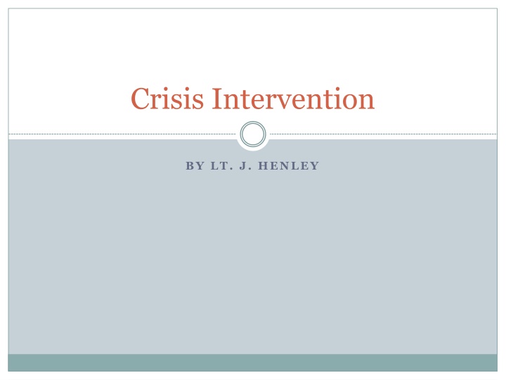 Crisis Intervention and CIT in Corrections