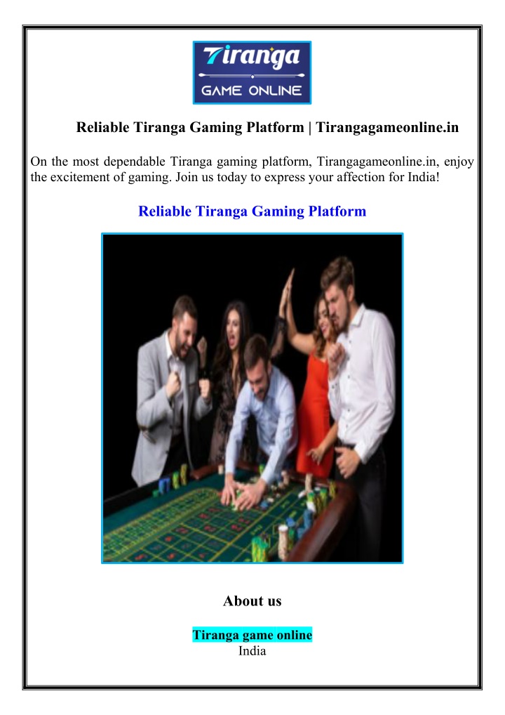 reliable tiranga gaming platform n.w