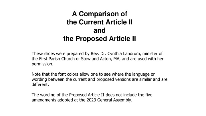 A Comparative Analysis of Current and Proposed Article II