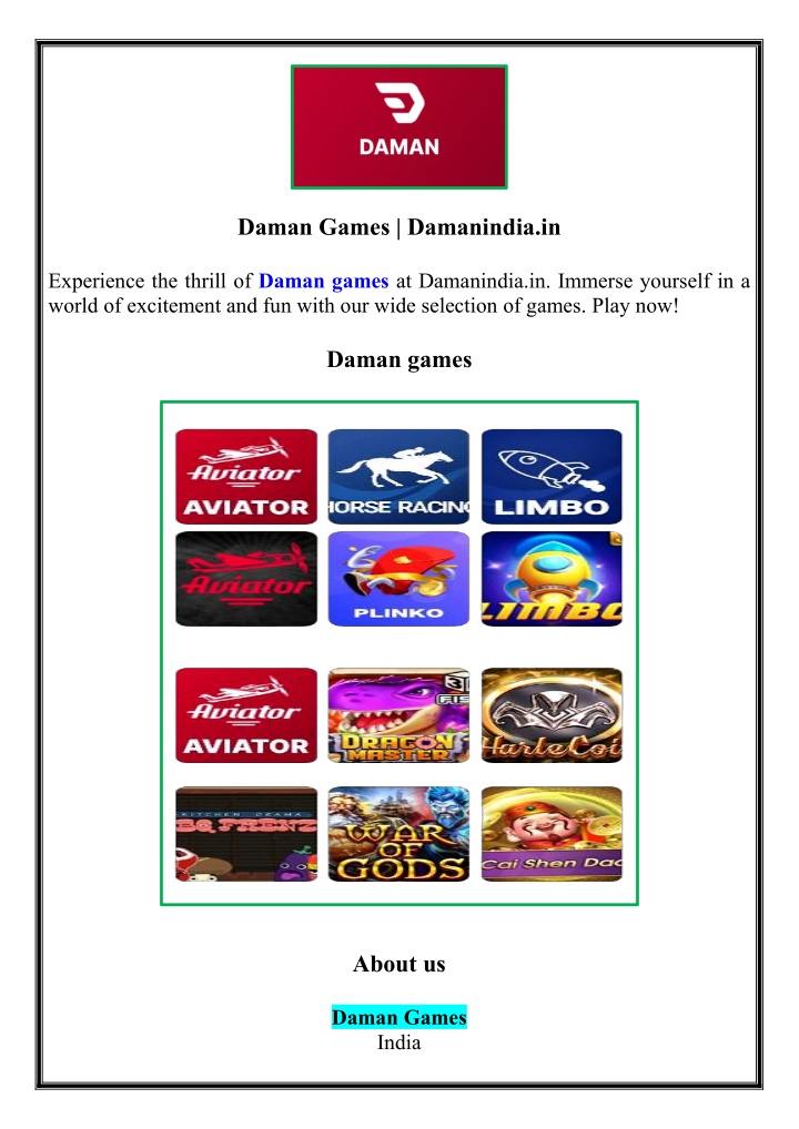 daman games damanindia in n.w