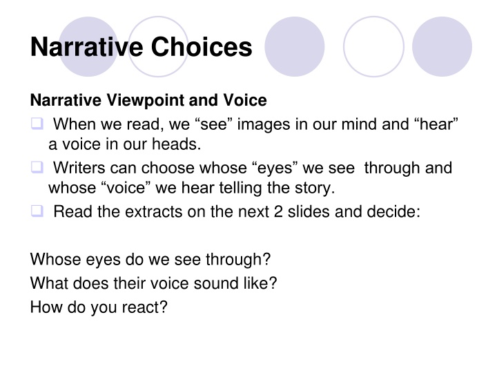 Narrative Choices in Storytelling
