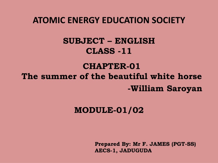The Summer of the Beautiful White Horse - William Saroyan: Chapter 1 Summary