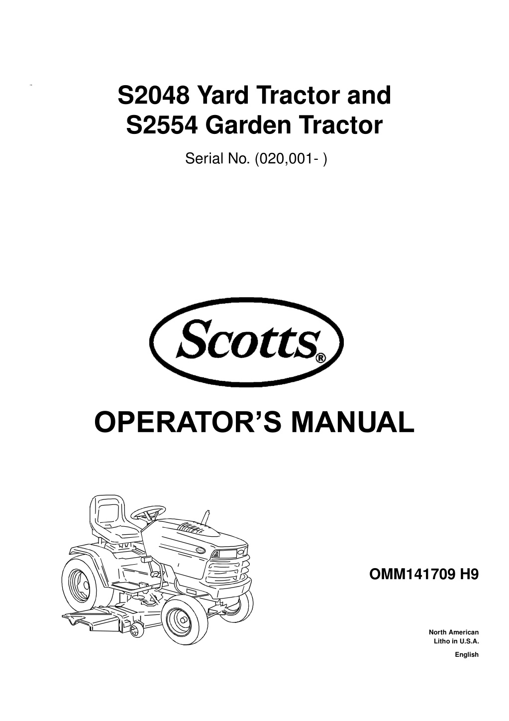 s2048 yard tractor and s2554 garden tractor l.w