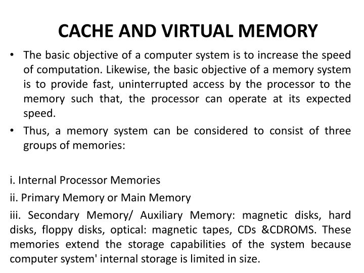 Cache and Virtual Memory in Computer Systems