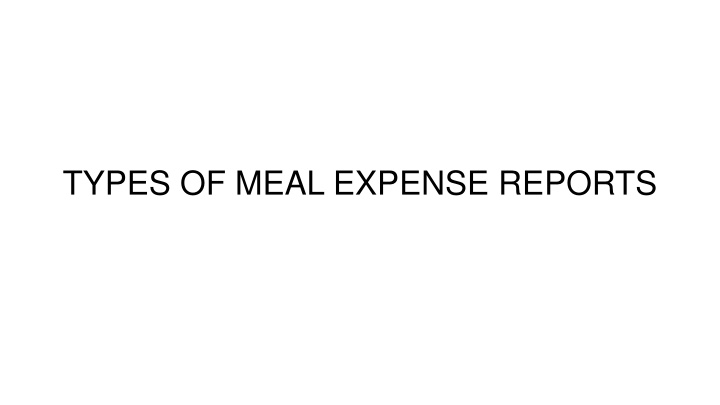 Deminimus Meal Expense Reports
