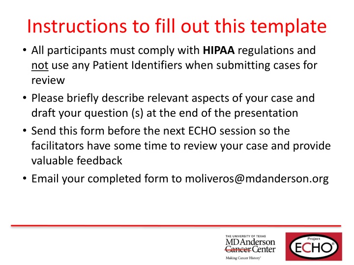 ECHO Case Review Template Submission