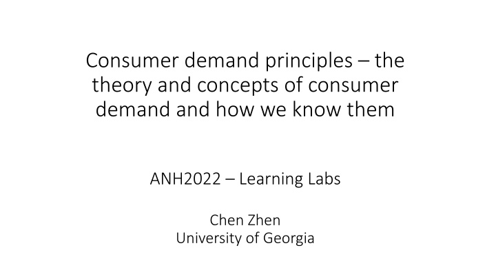 Consumer Demand Principles and Elasticity Theories