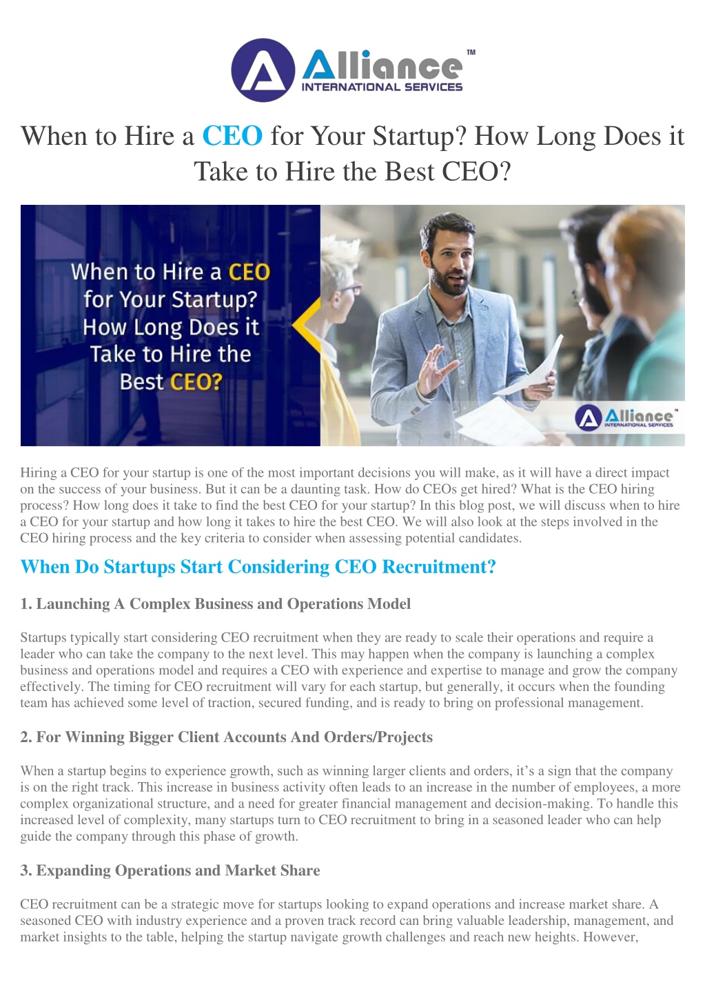 when to hire a ceo for your startup how long does l.w