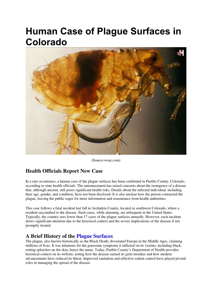 human case of plague surfaces in colorado n.w