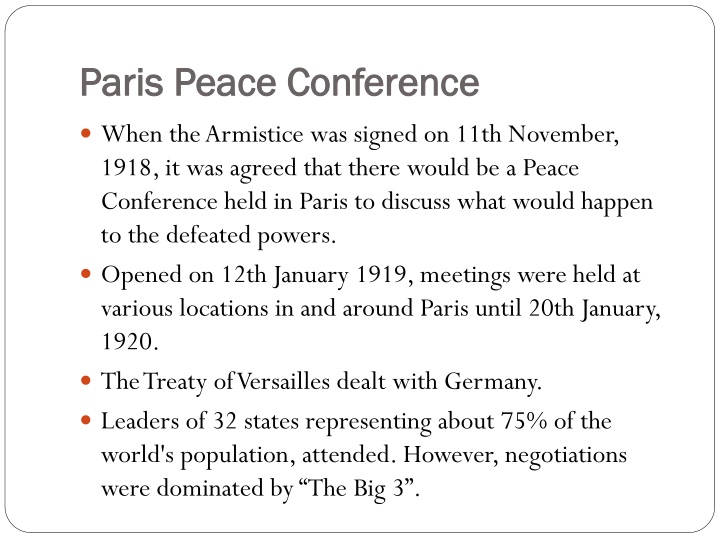 Negotiations at the Paris Peace Conference: The Treaty of Versailles