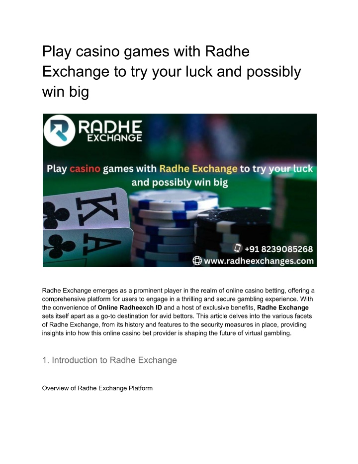 play casino games with radhe exchange to try your n.w