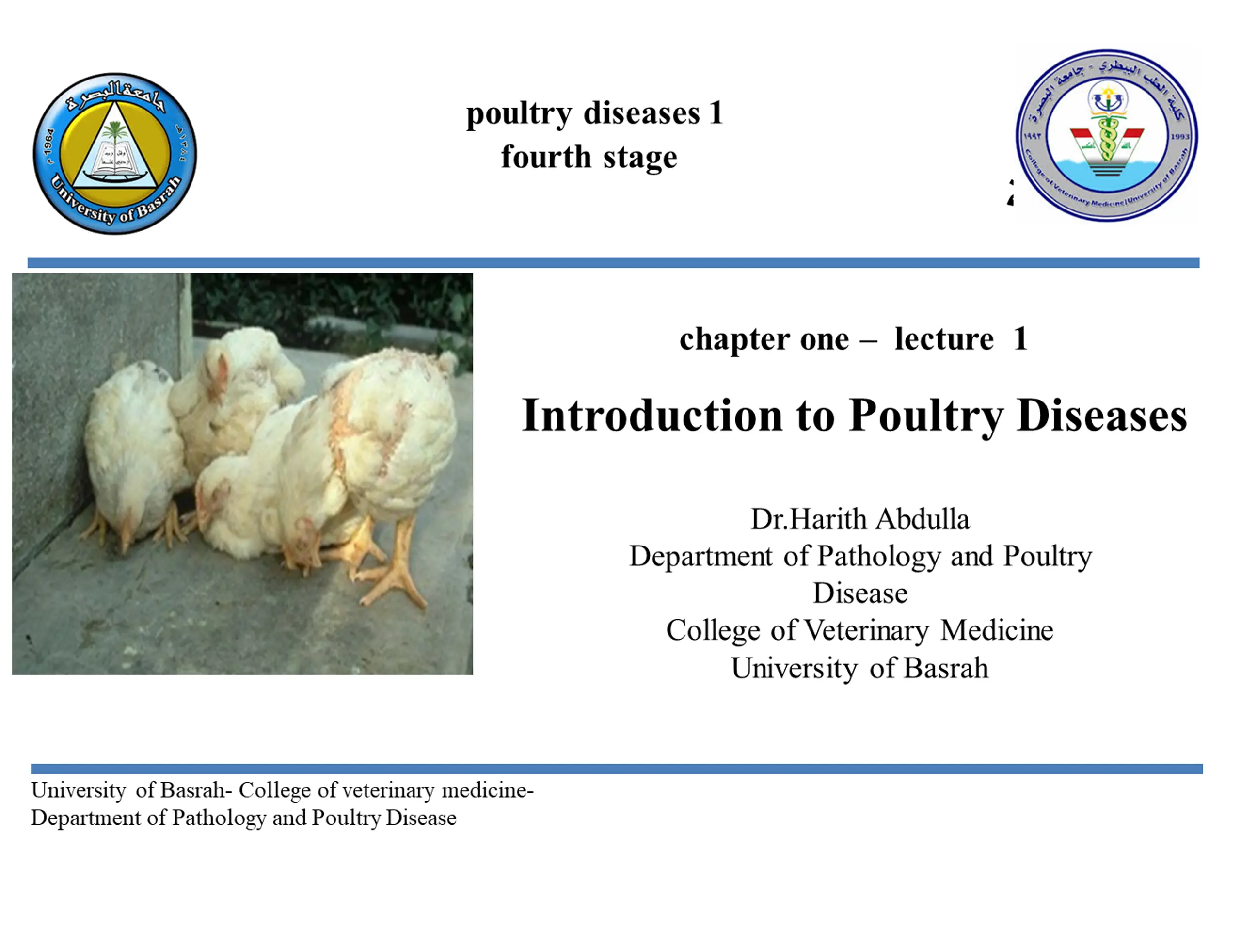 Introduction to Poultry Diseases