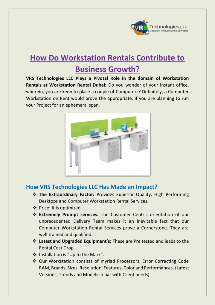 how do workstation rentals contribute to business n.w