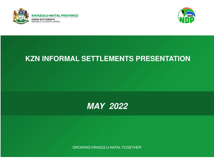 Overview of Informal Settlements in KwaZulu-Natal: Growing Together