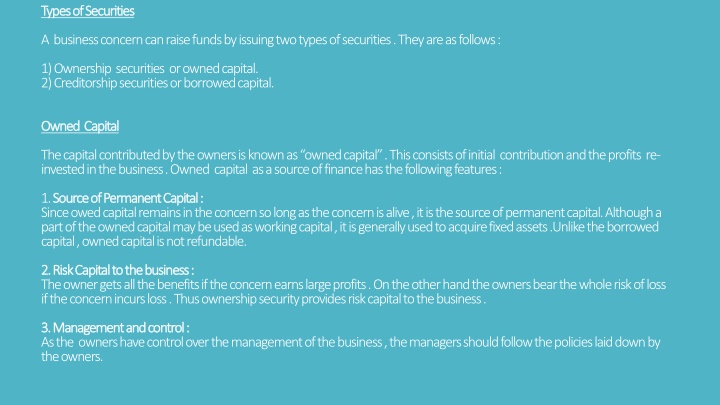 Types of Securities: Owned Capital vs Borrowed Capital in Business Financing