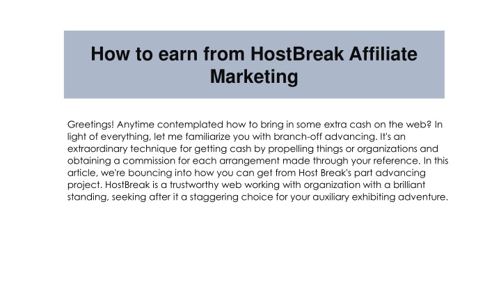 how to earn from Hostbreak