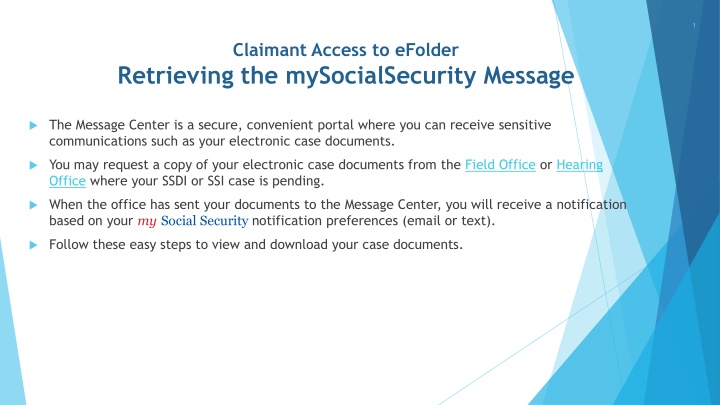 Accessing Electronic Case Documents via mySocialSecurity Message Center