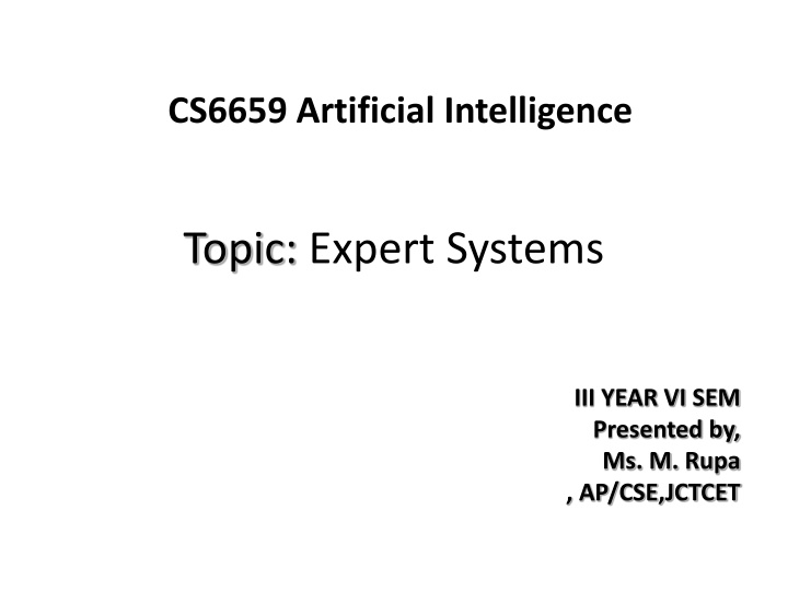Expert Systems in Artificial Intelligence