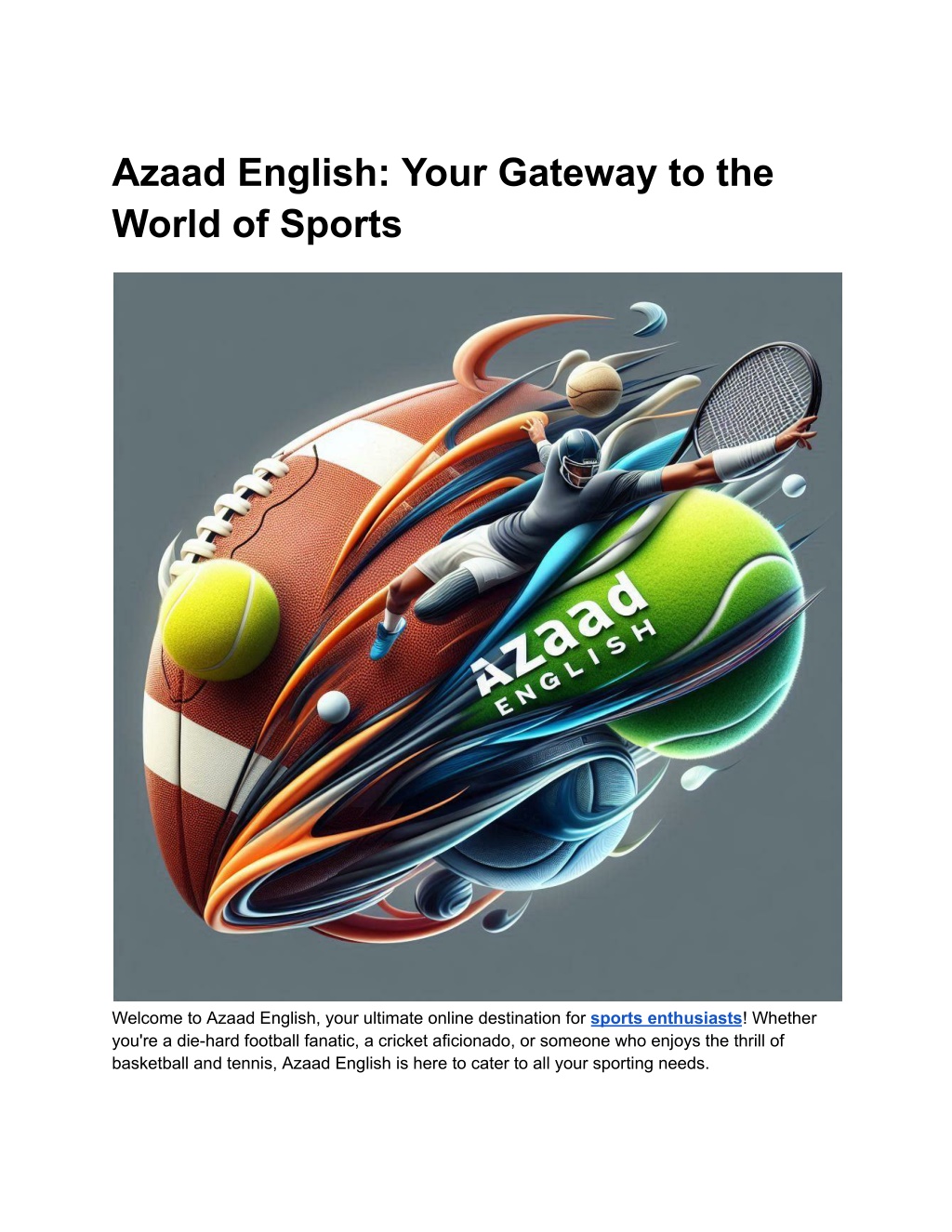 azaad english your gateway to the world of sports l.w