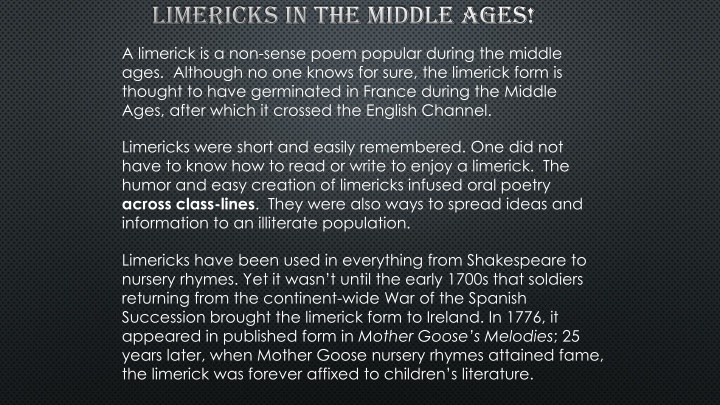 Discover the Fun of Writing Limericks in the Middle Ages!