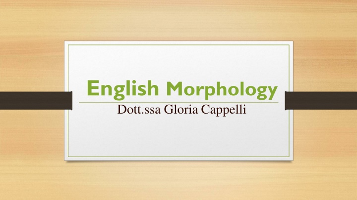 English Morphology: The Study of Words and Meaning