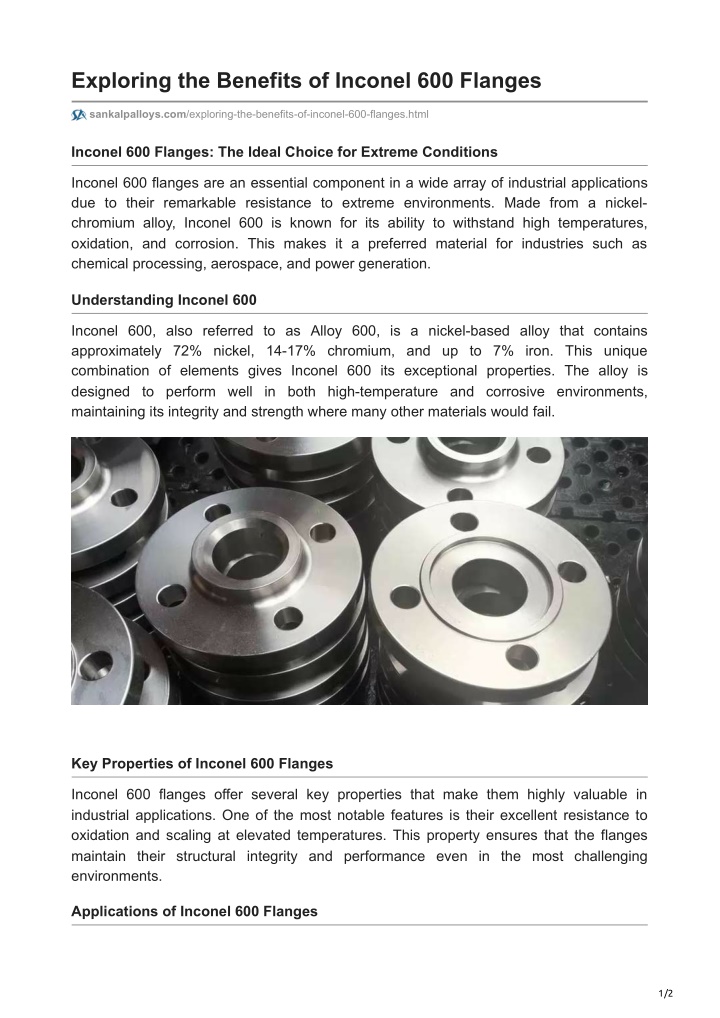 exploring the benefits of inconel 600 flanges n.w