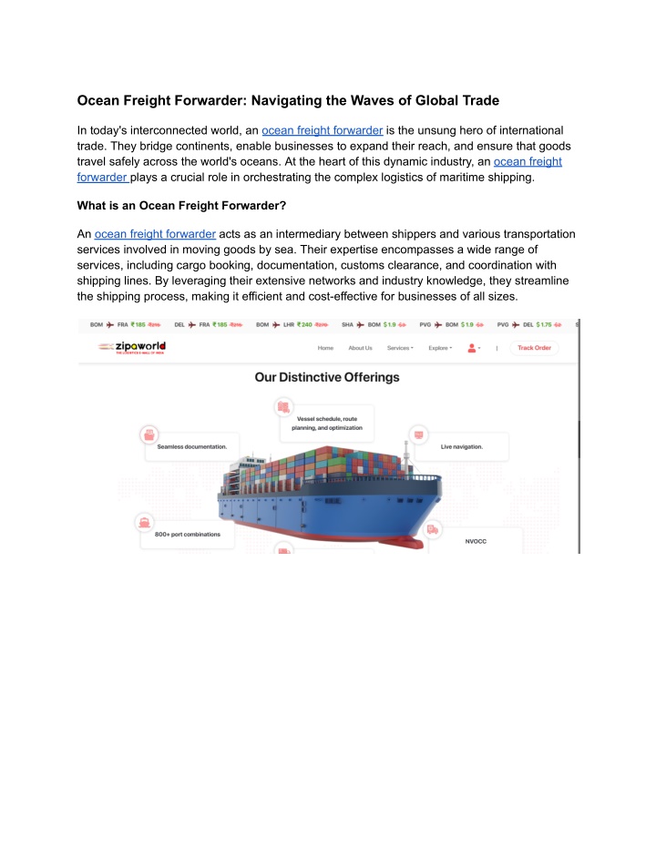 ocean freight forwarder navigating the waves n.w