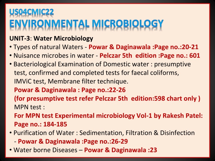 The Diversity of Natural Waters in Water Microbiology