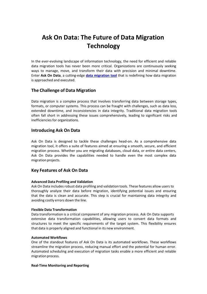 The Future of Data Migration Technology Ask On Data