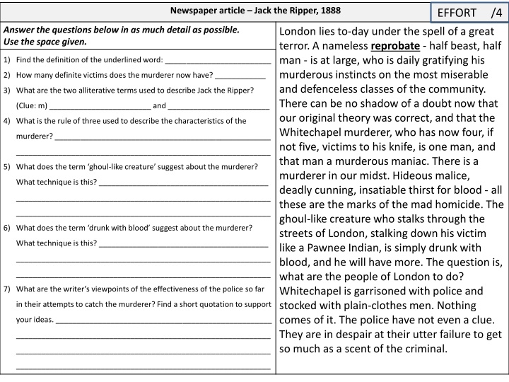 Terror in London: The Reign of Jack the Ripper
