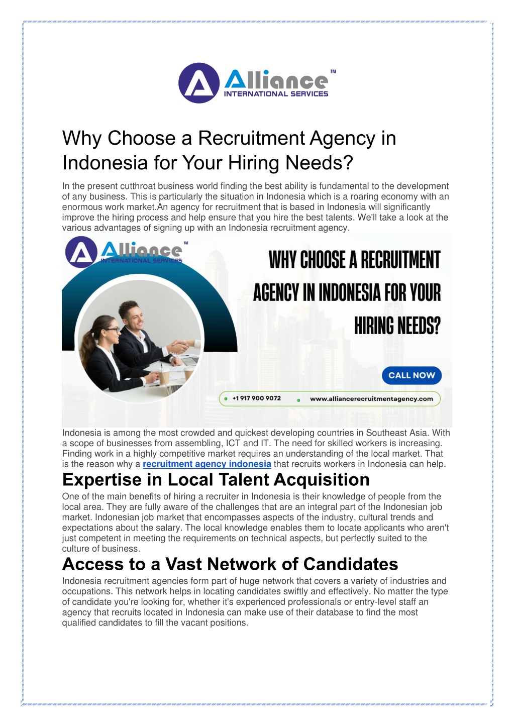 why choose a recruitment agency in indonesia l.w