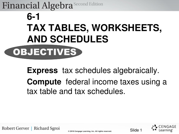 Tax Tables, Worksheets, and Schedules for Federal Income Taxes