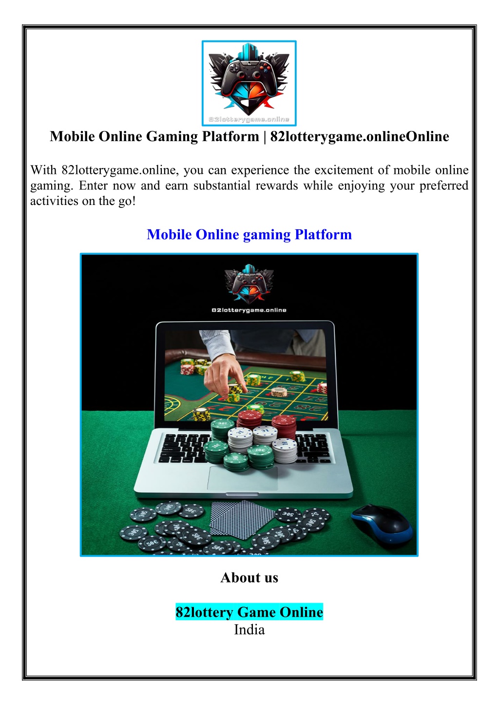 mobile online gaming platform 82lotterygame l.w