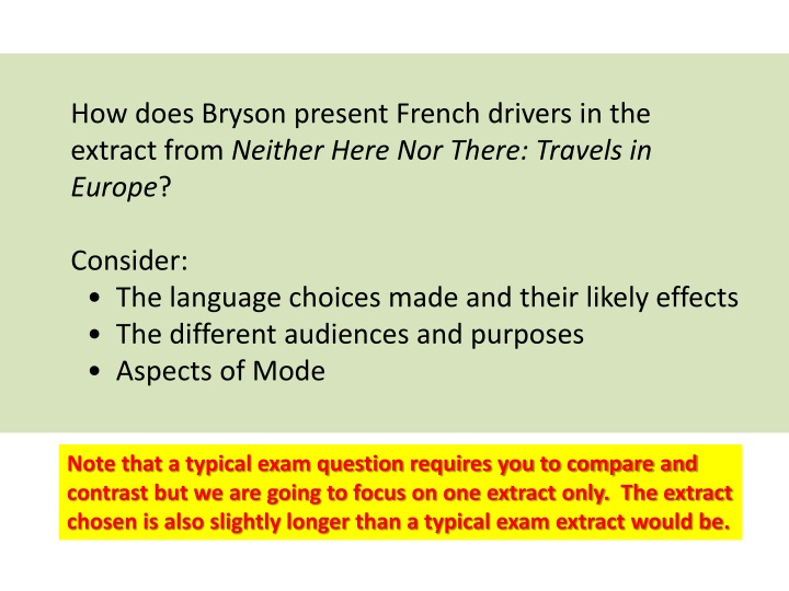 Bryson's Depiction of French Drivers in 
