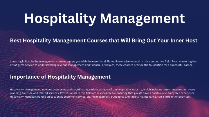 hospitality management n.w