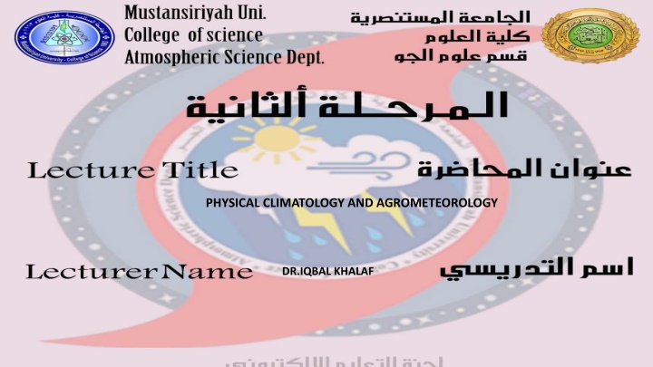 Physical Climatology and Agrometeorology