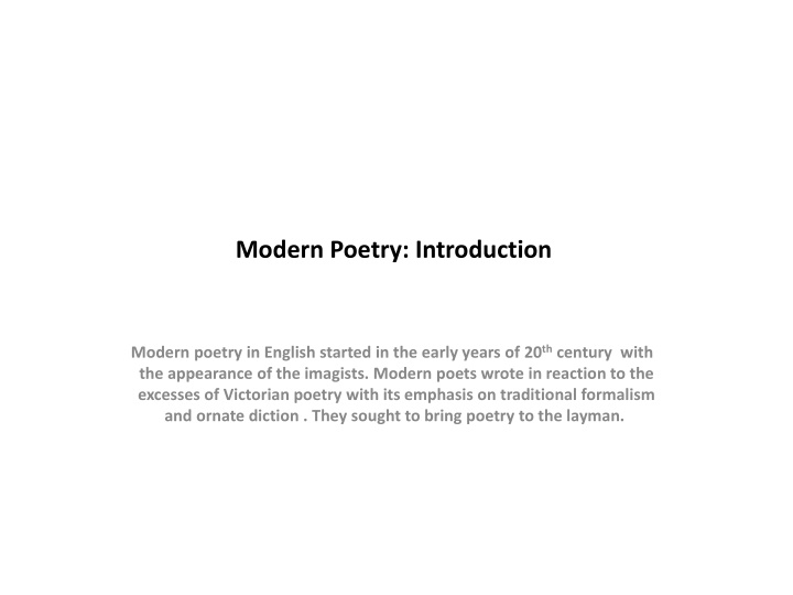 Evolution of Modern Poetry in the 20th Century