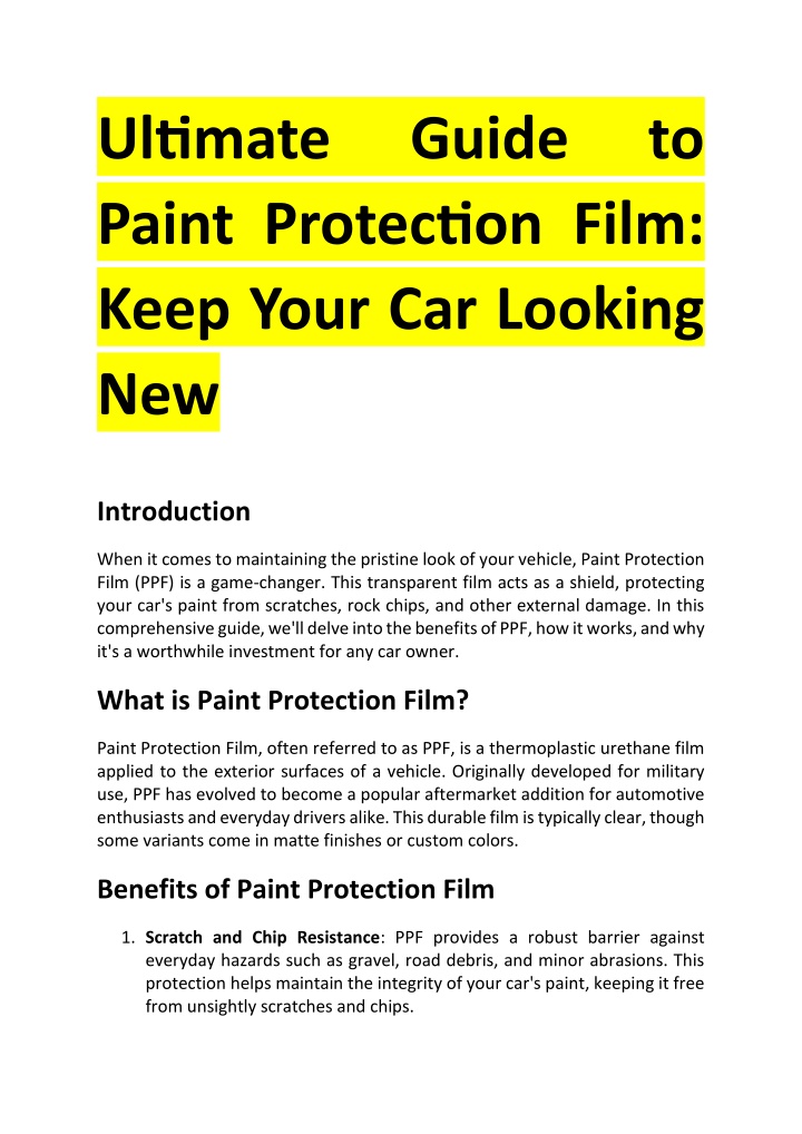 ultimate paint protection film keep your n.w