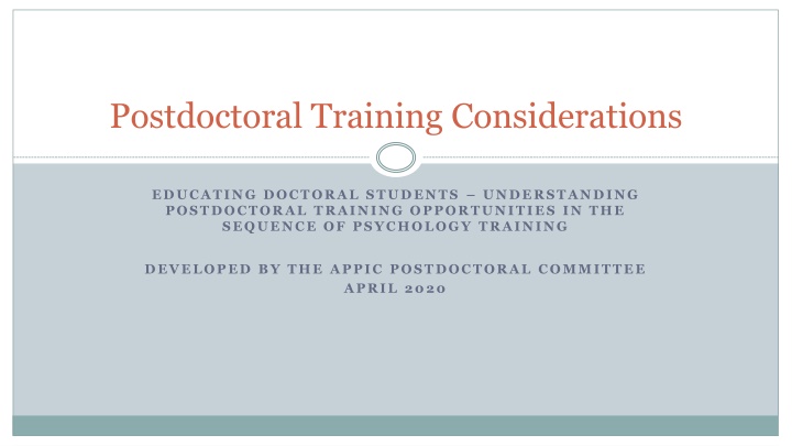 Postdoctoral Training in Psychology