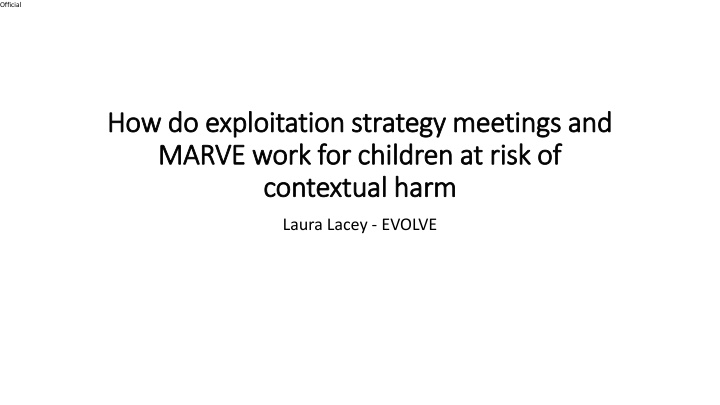 Exploitation Strategy Meetings and MARVE for Children at Risk of Contextual Harm